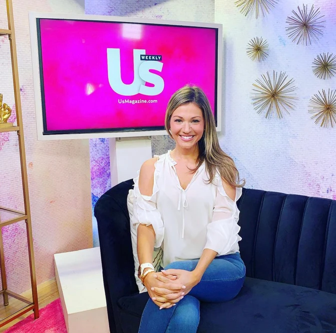 Maryann seated on the Us Weekly set